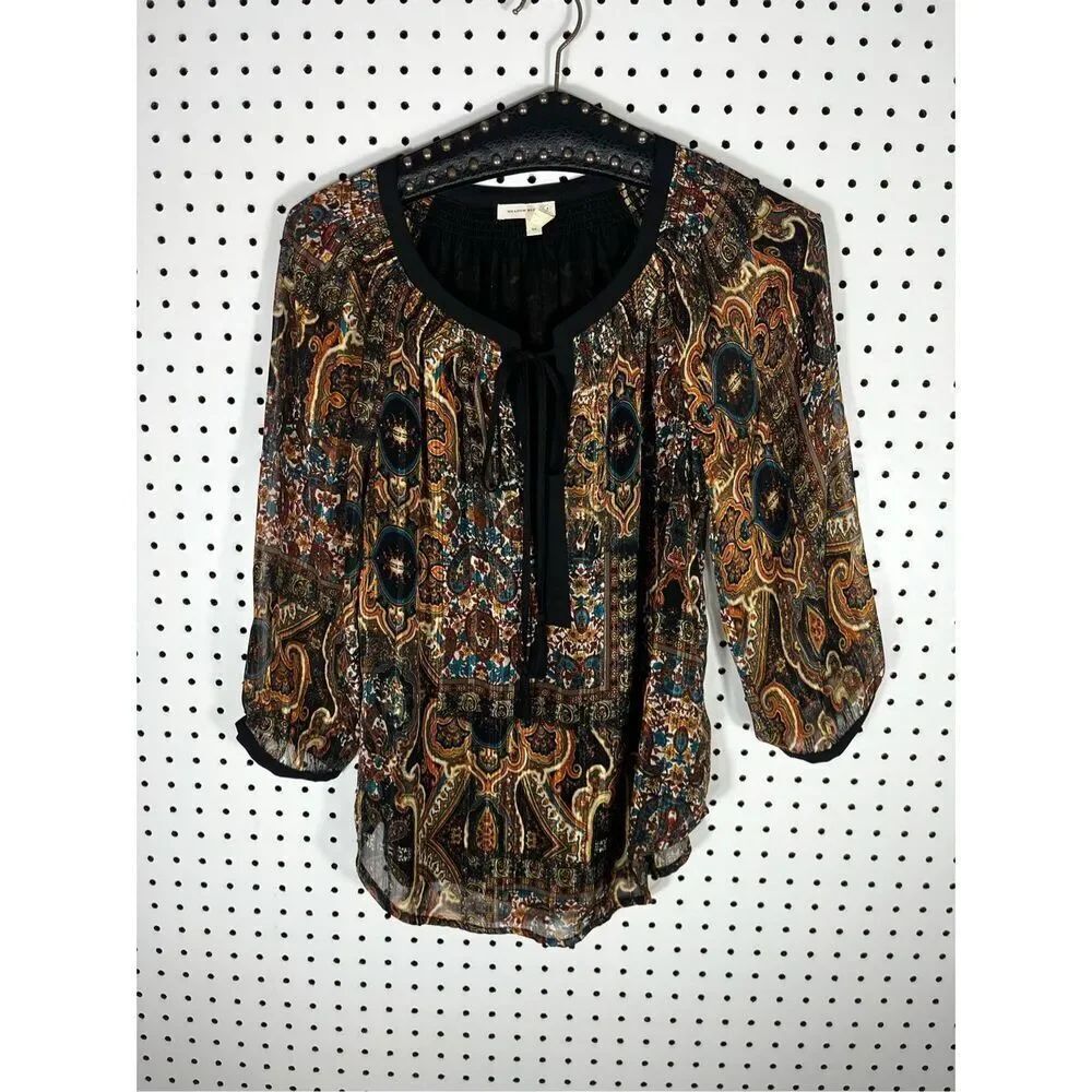 Womans Meadow Rue boho hippie blouse size xs